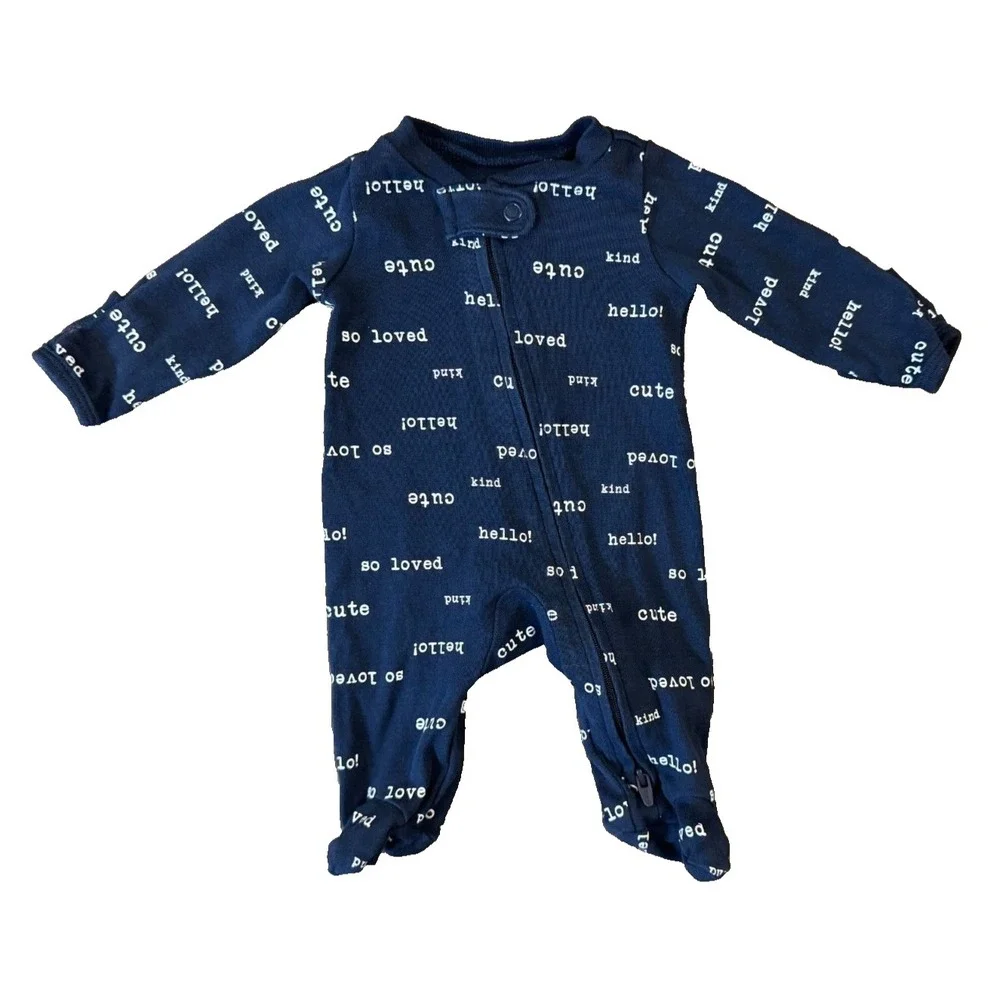 Carters Preemie Baby Boy Sleeper Zipper Navy Blue So Loved Outfit Romper Cotton